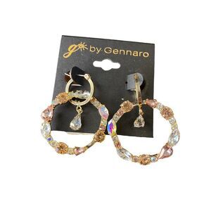 g by Gennaro Hoop Rhinestone Earrings